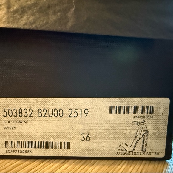 Saint Laurent Brown Leather and Wood Ankle Strap Heels. Size 36. New in Box. - Picture 8 of 8